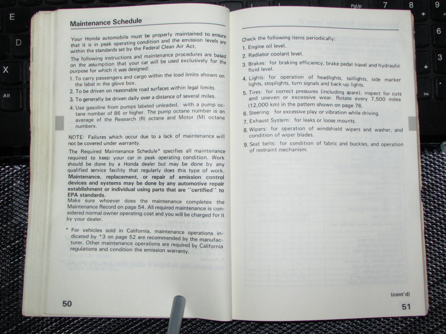 Honda Civic (1988) Owners Manual