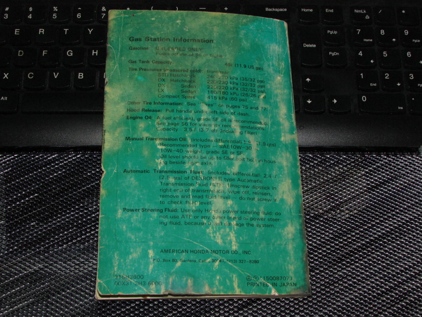 Honda Civic (1988) Owners Manual