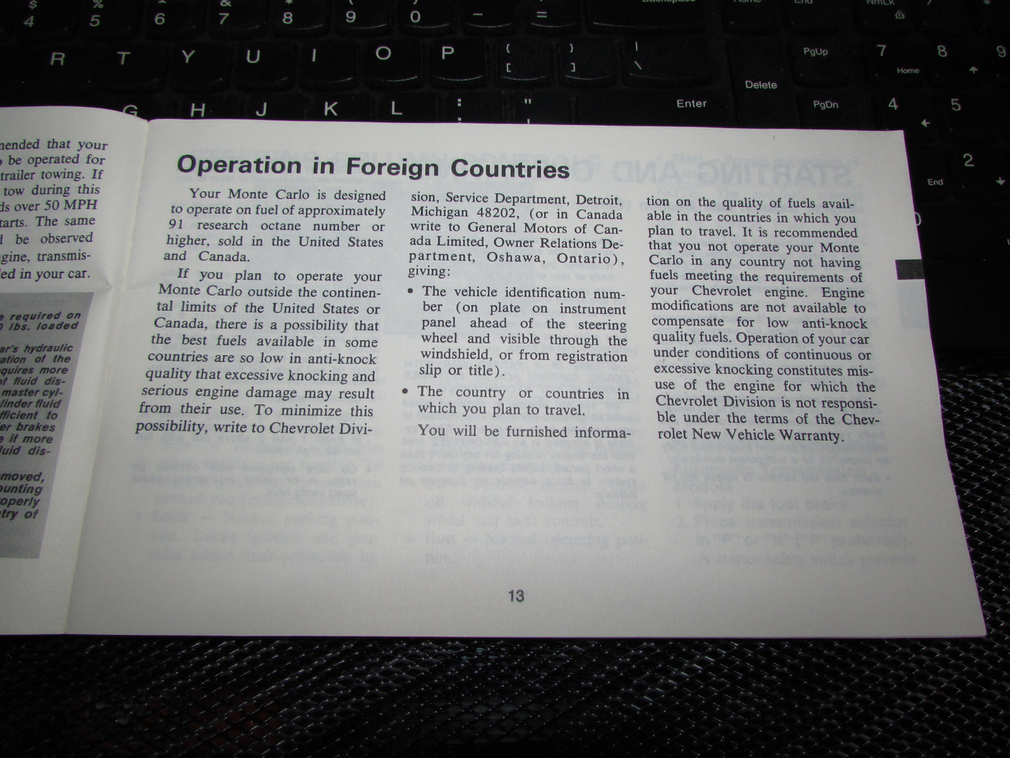 Chevrolet Monte Carlo (1973) Owners Manual