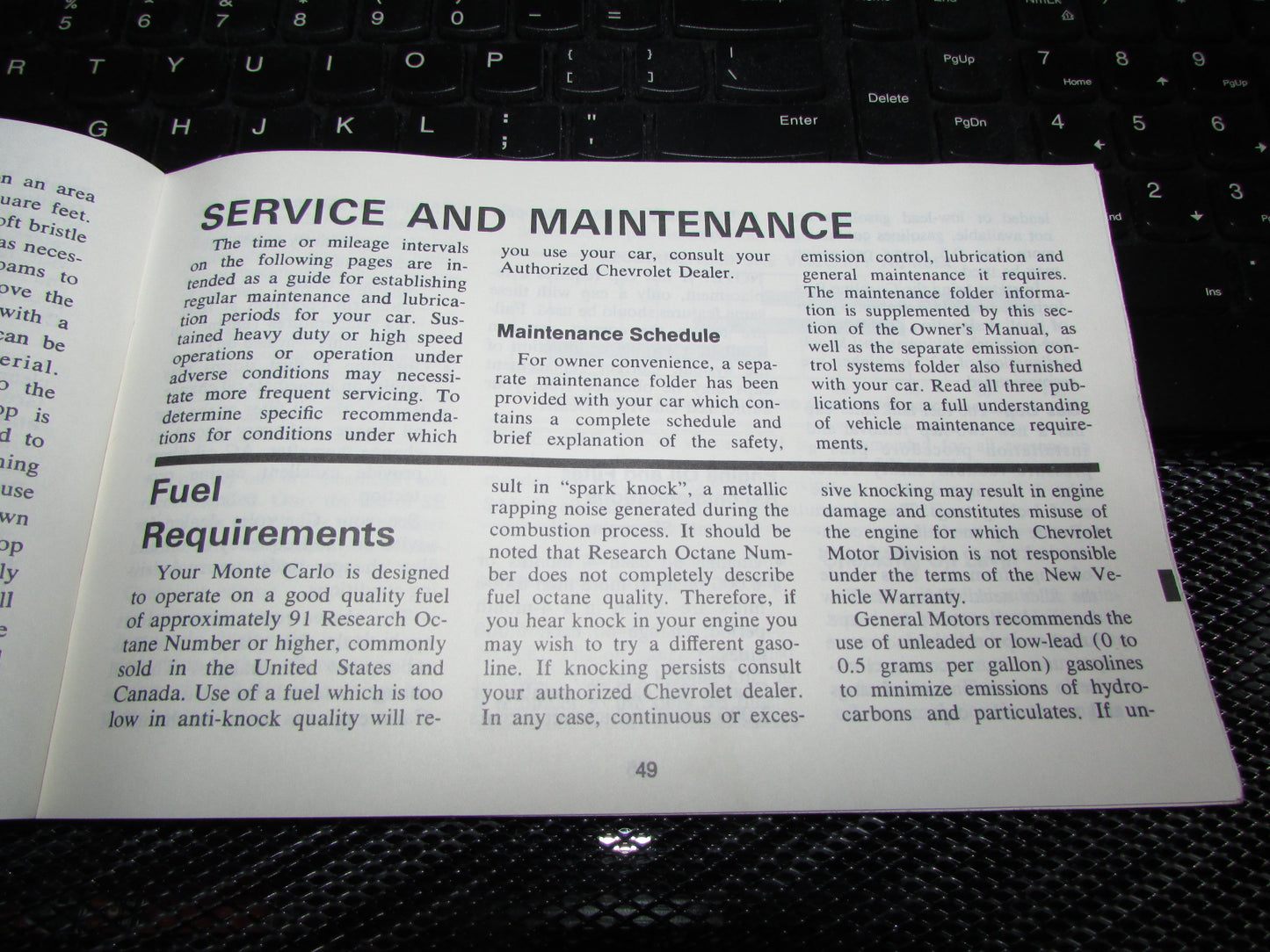 Chevrolet Monte Carlo (1973) Owners Manual