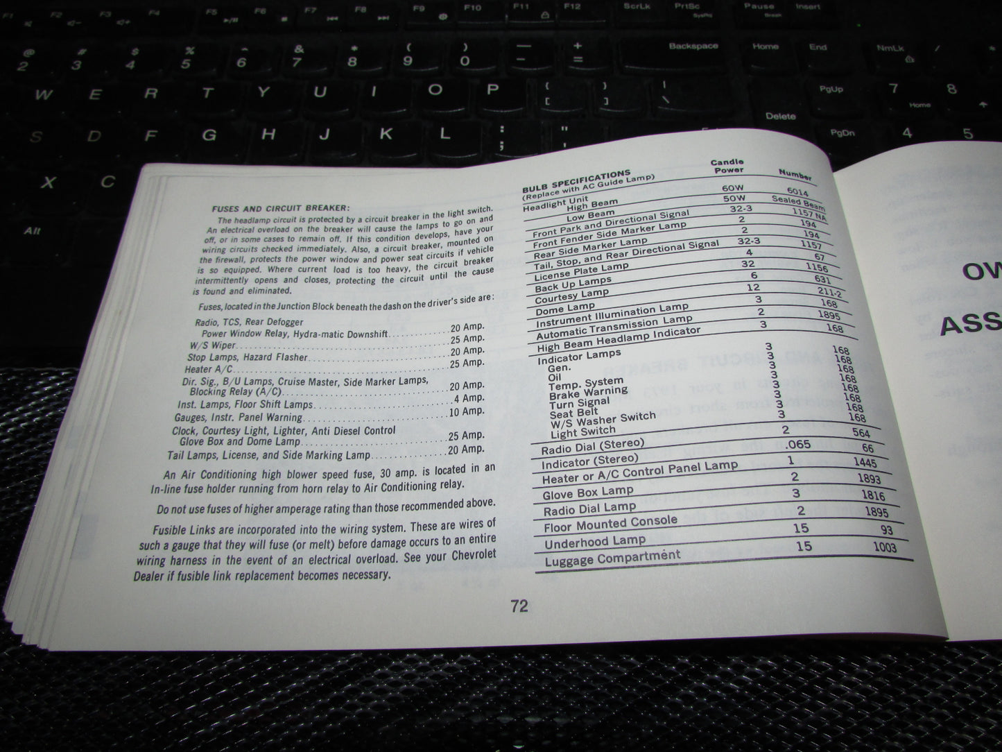 Chevrolet Monte Carlo (1973) Owners Manual