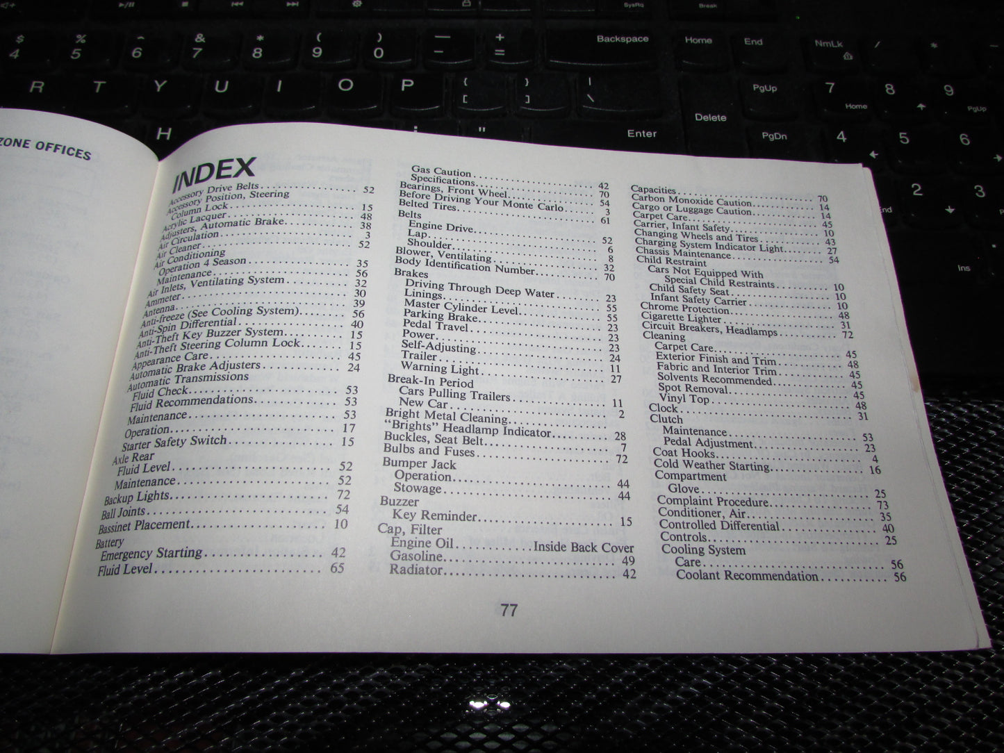 Chevrolet Monte Carlo (1973) Owners Manual