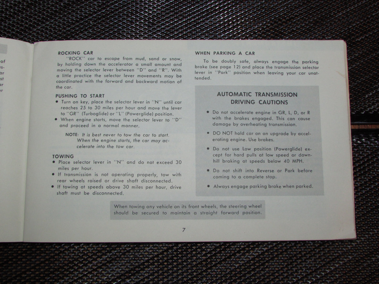 Chevrolet Passenger Car (1961) Owners Manual