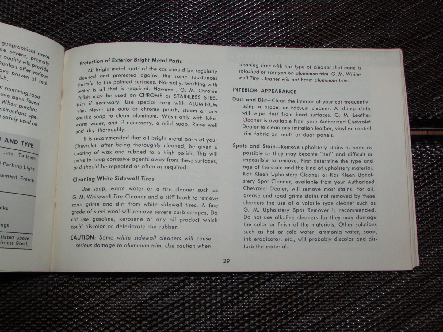 Chevrolet Passenger Car (1961) Owners Manual