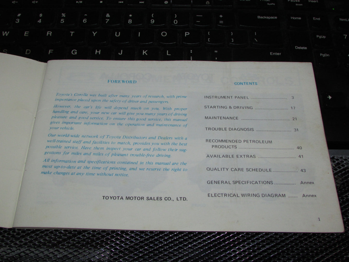 Toyota Corolla (1970) Owners Manual