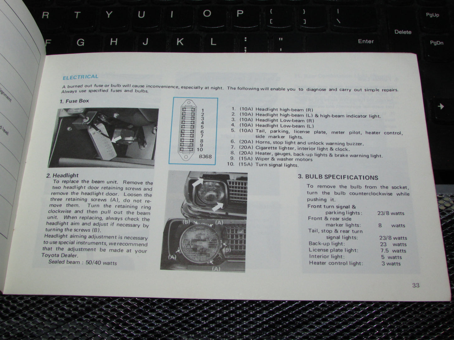 Toyota Corolla (1970) Owners Manual