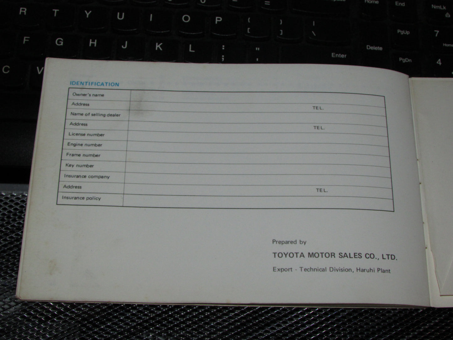 Toyota Corolla (1970) Owners Manual