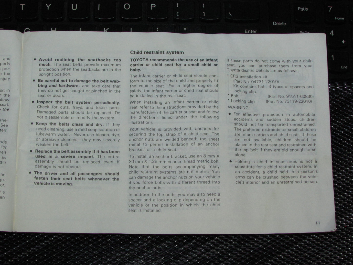 Toyota Celica (1985) Owners Manual