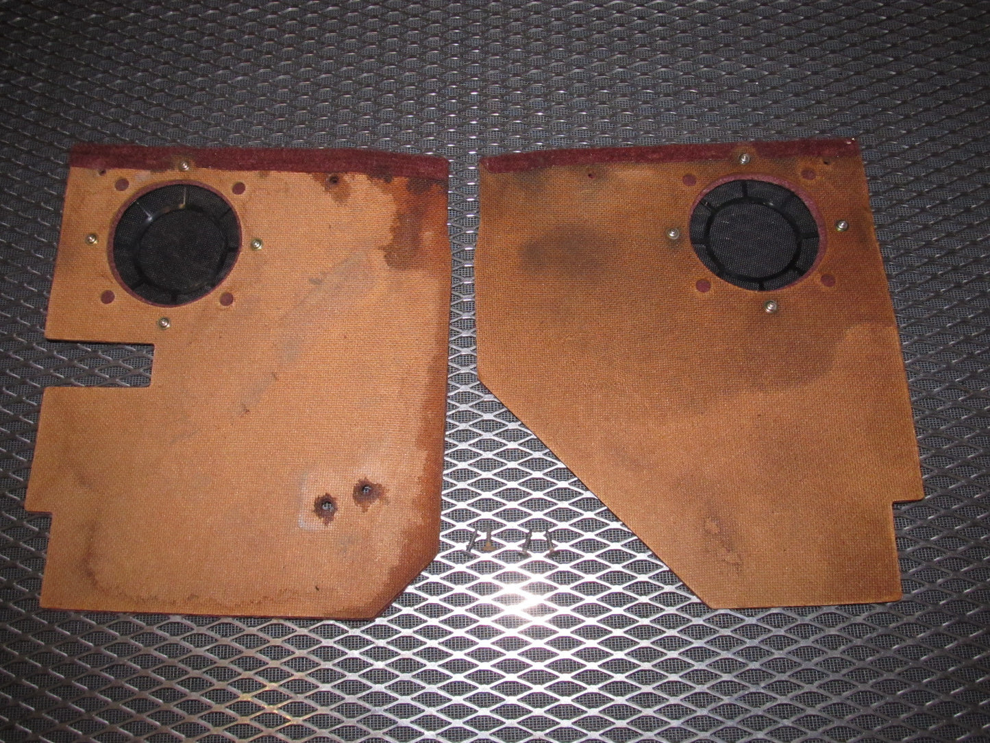 84 85 Mazda RX7 OEM Door Panel Speaker Grille & Panel Set