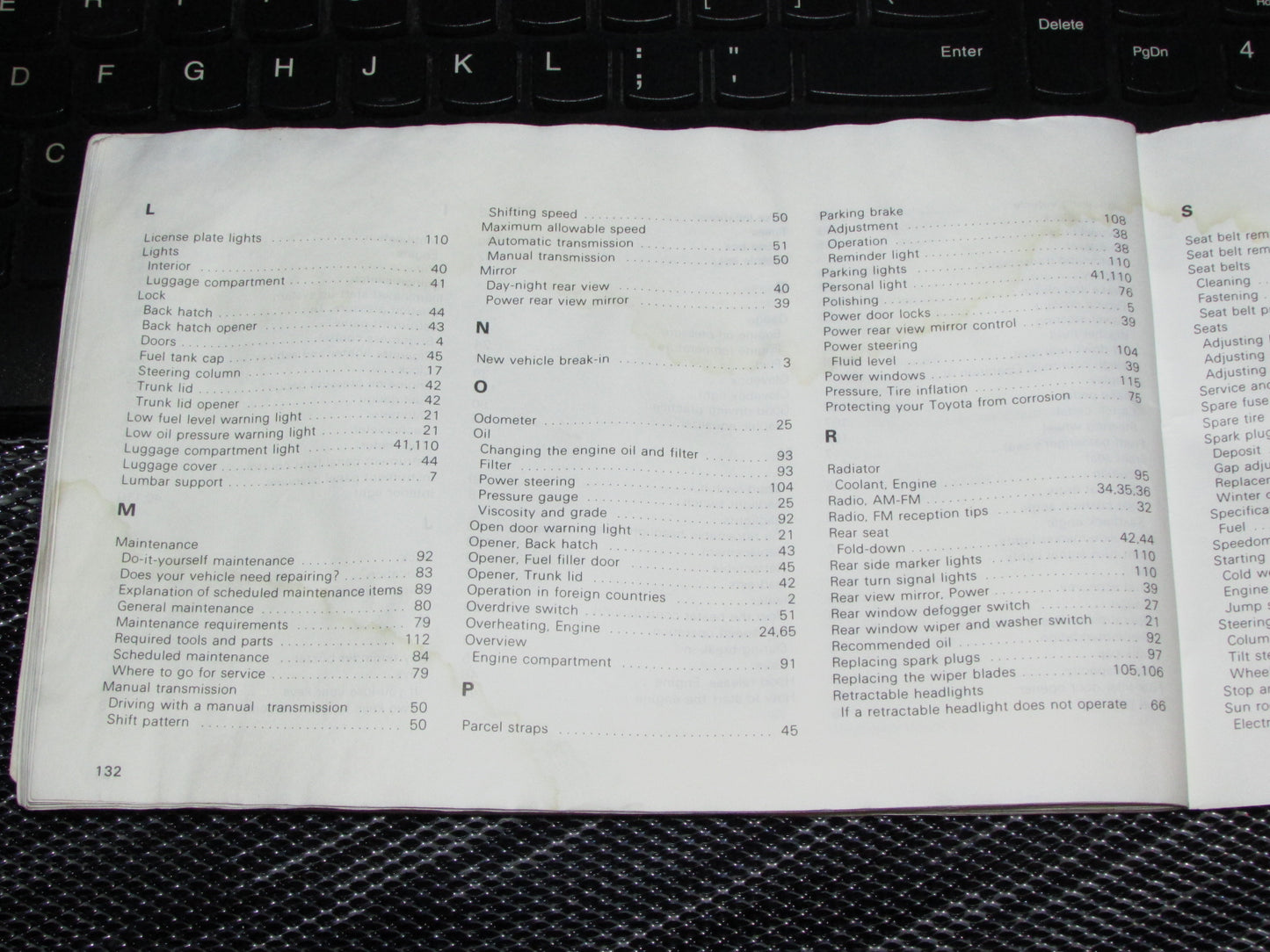 Toyota Celica (1985) Owners Manual