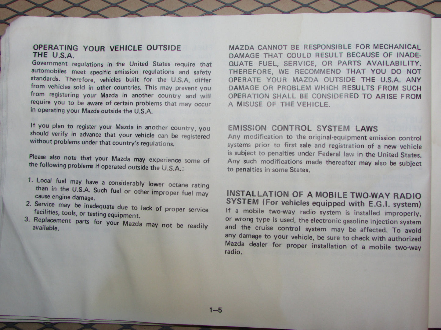Mazda RX7 (1984) Owners Manual