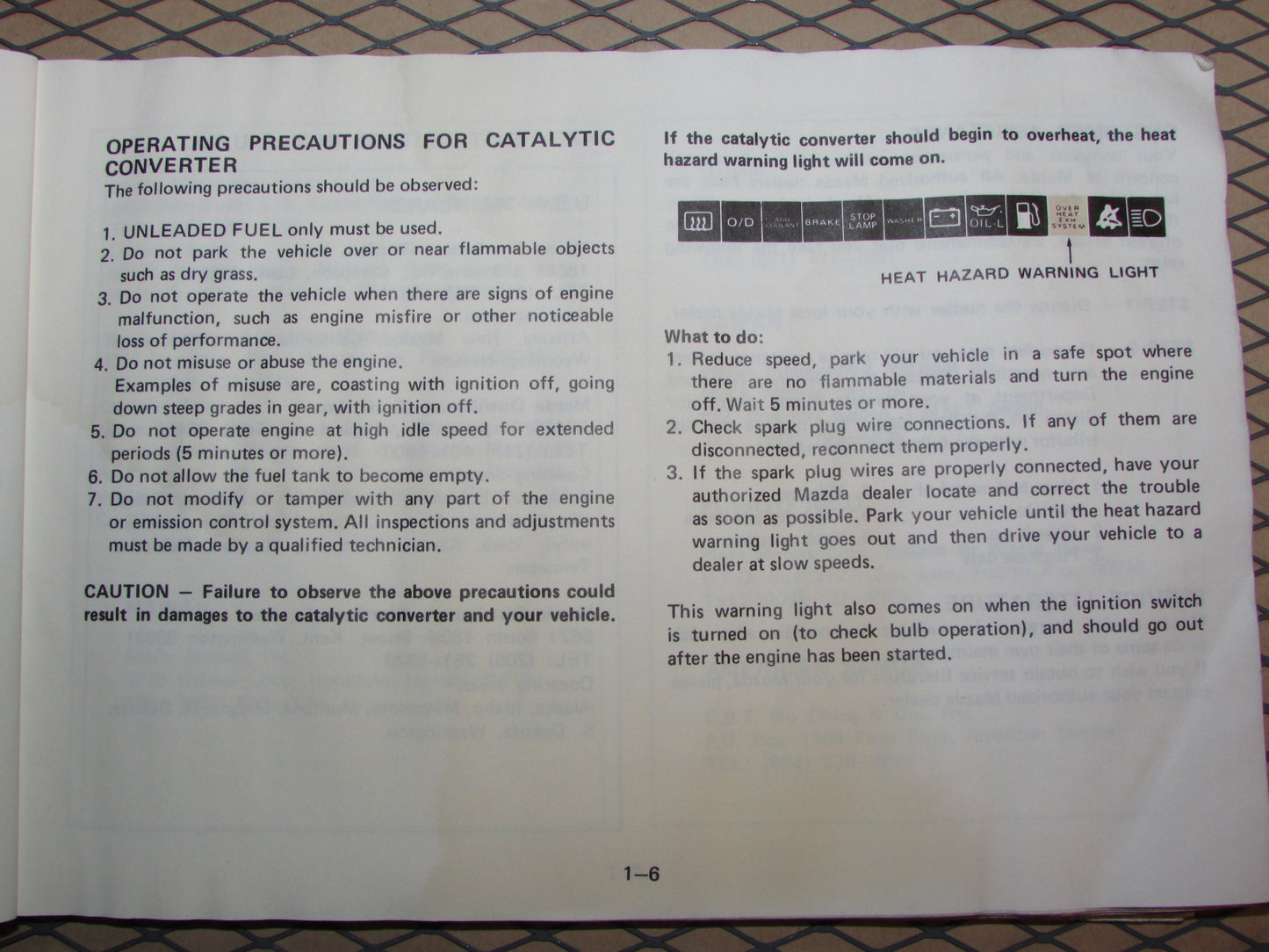 Mazda RX7 (1984) Owners Manual