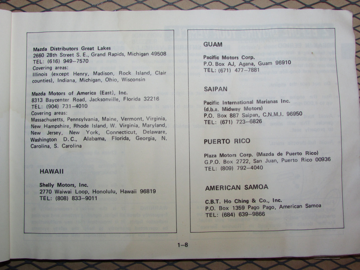 Mazda RX7 (1984) Owners Manual