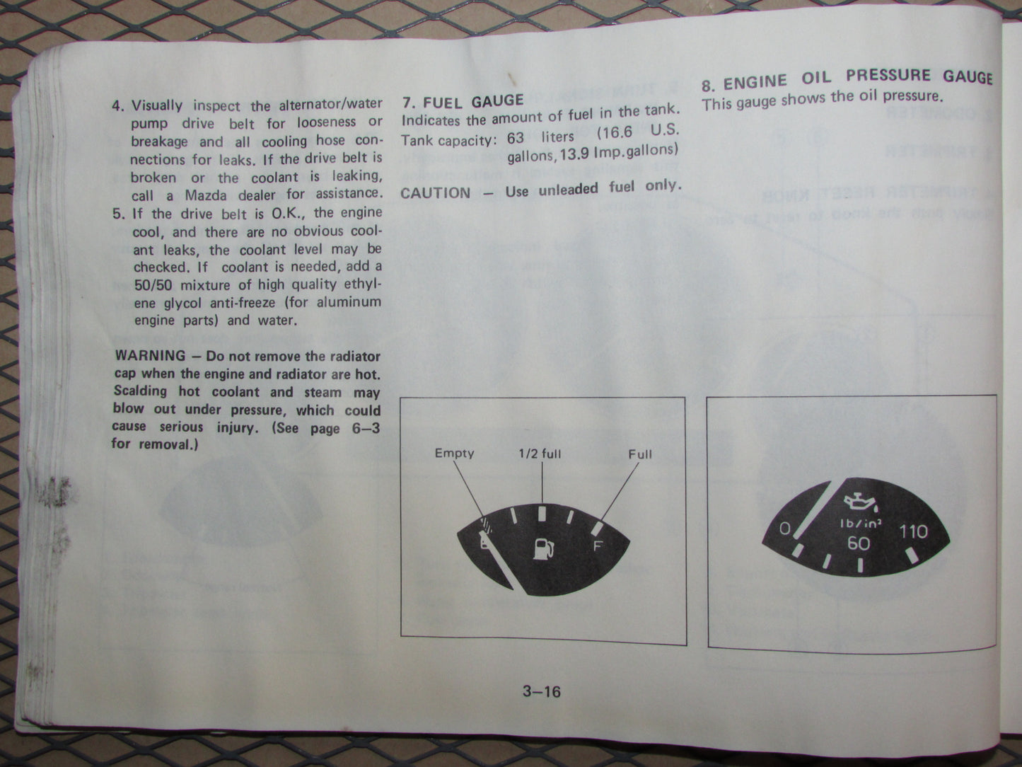 Mazda RX7 (1984) Owners Manual