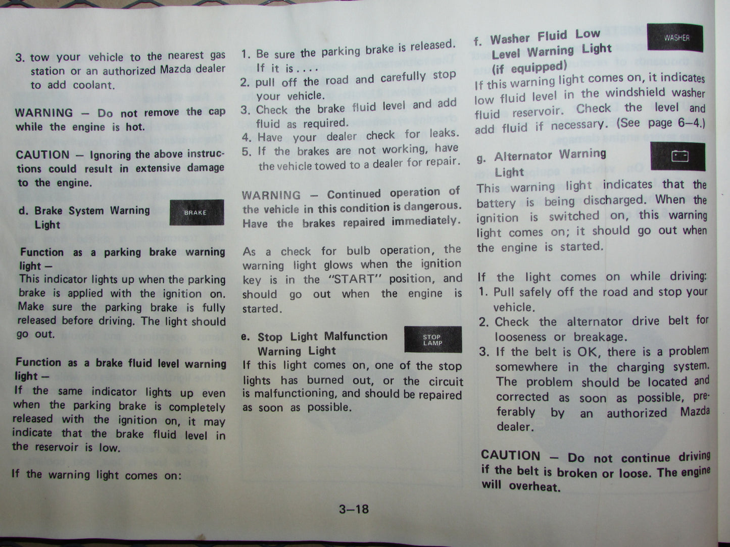 Mazda RX7 (1984) Owners Manual