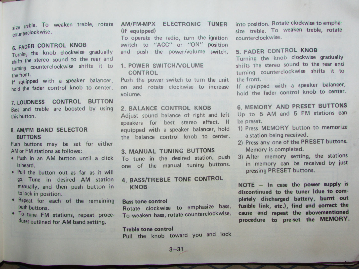 Mazda RX7 (1984) Owners Manual