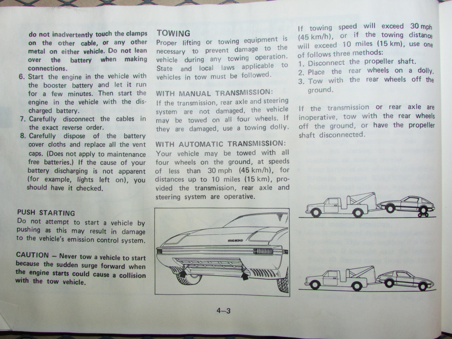 Mazda RX7 (1984) Owners Manual