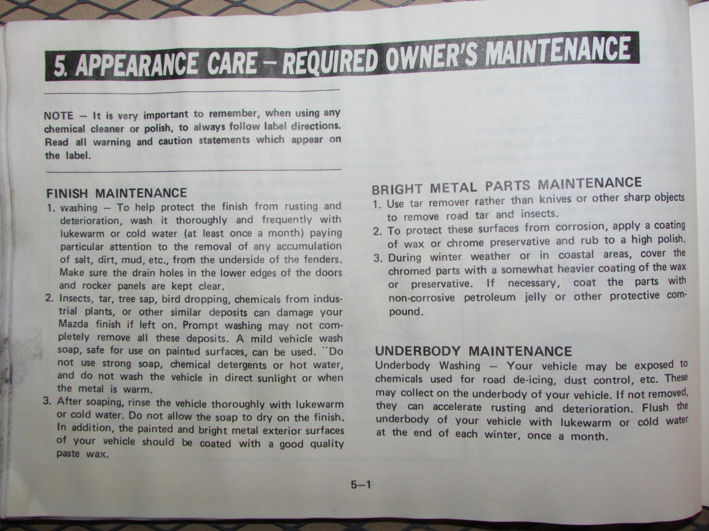 Mazda RX7 (1984) Owners Manual