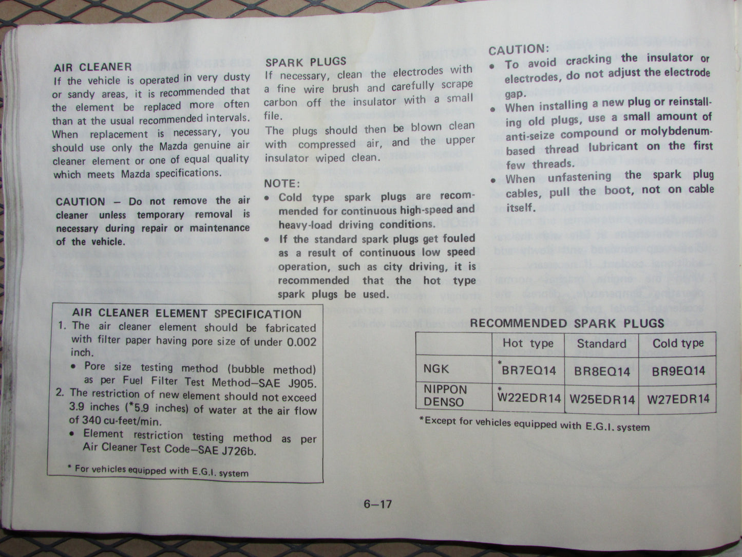 Mazda RX7 (1984) Owners Manual
