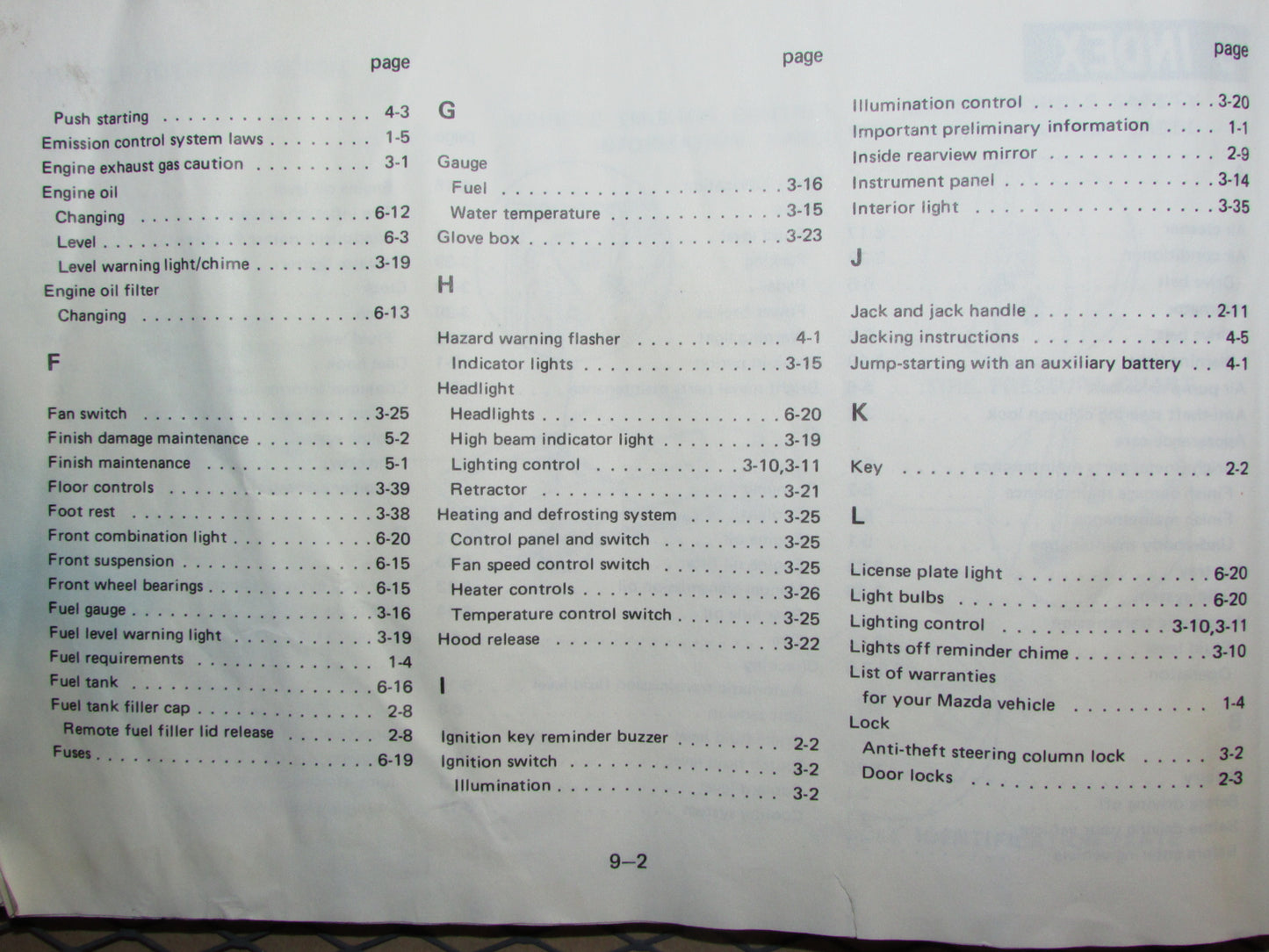 Mazda RX7 (1984) Owners Manual