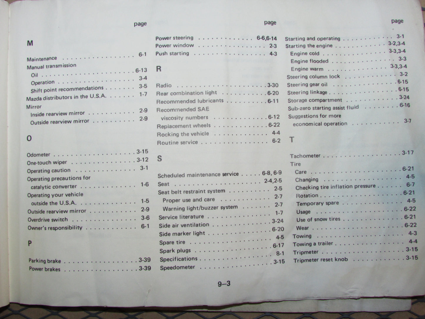 Mazda RX7 (1984) Owners Manual
