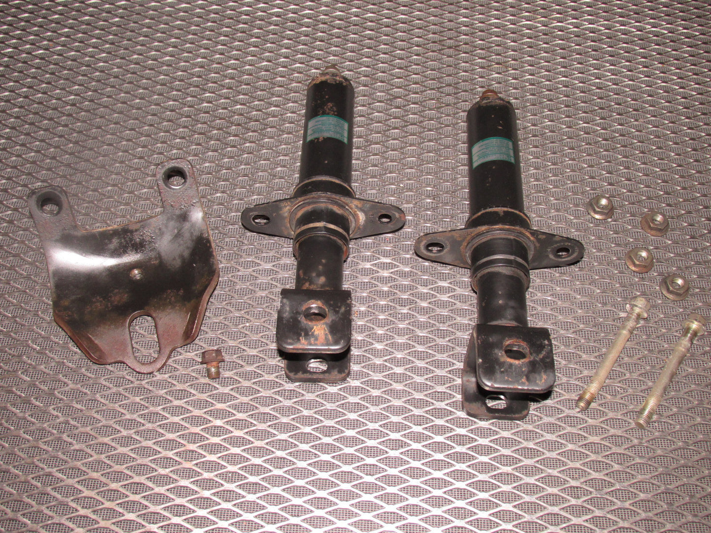 84 85 Mazda RX7 OEM Rear Bumper Reinforcement Bar Mounting Bracket - Set
