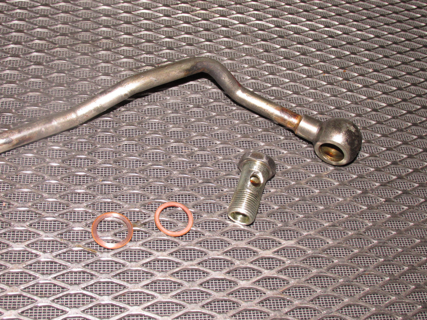 84 85 Mazda RX7 OEM Engine Oil Cooler & Adapter Line - 12A