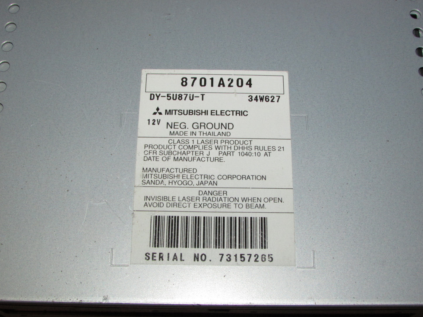 06-11 Mitsubishi Eclipse OEM Stereo Radio CD MP3 Player Satellite Radio Unit