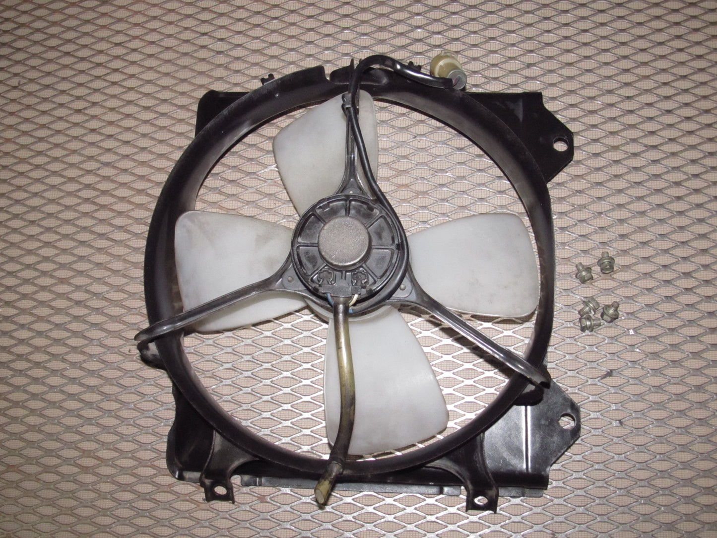 85 86 Toyota MR2 OEM A/C Condenser & Radiator Fan - Left