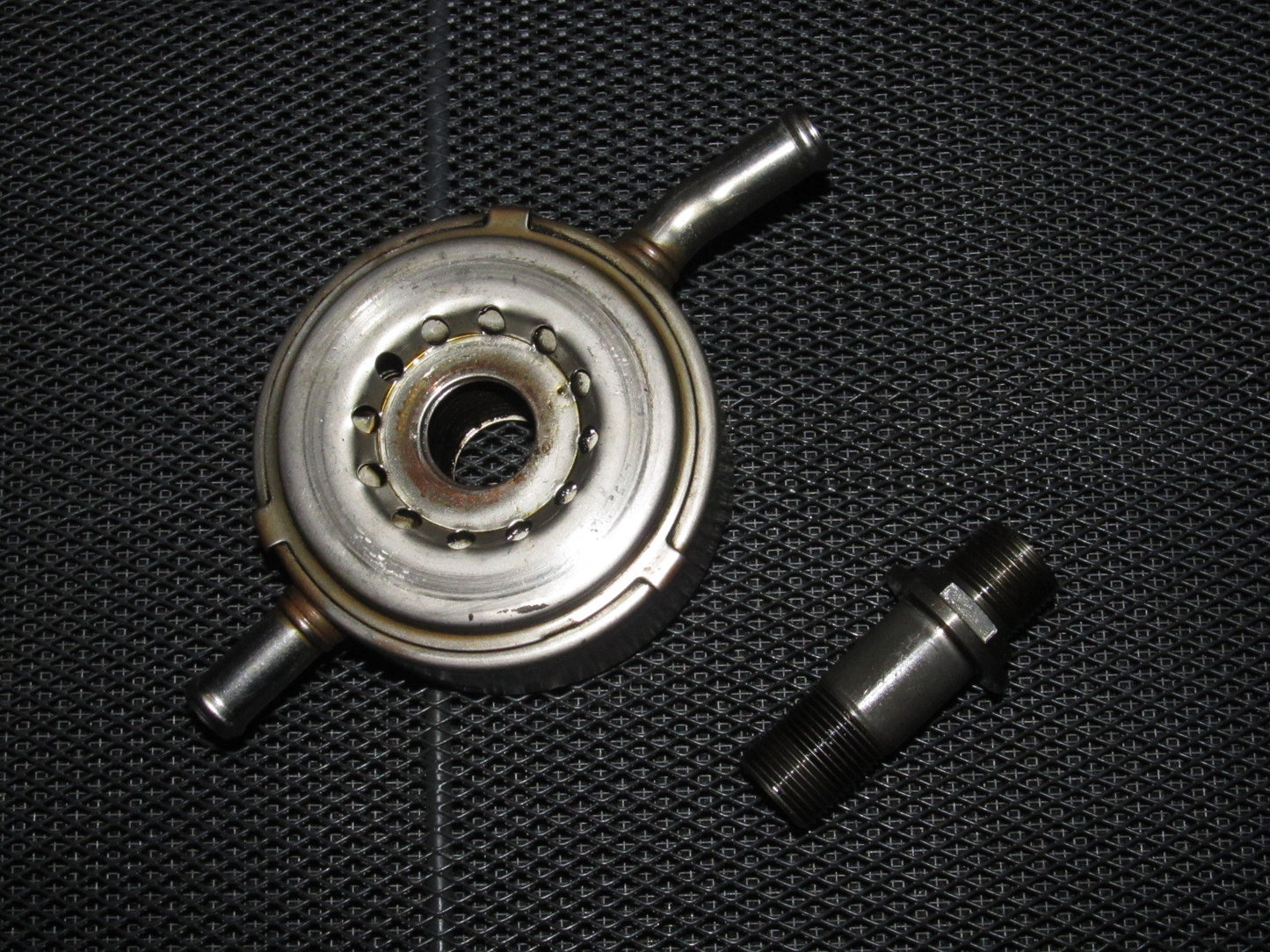 03-04 Infiniti G35 Sedan OEM Engine Oil Filter Adapter Cooler Block