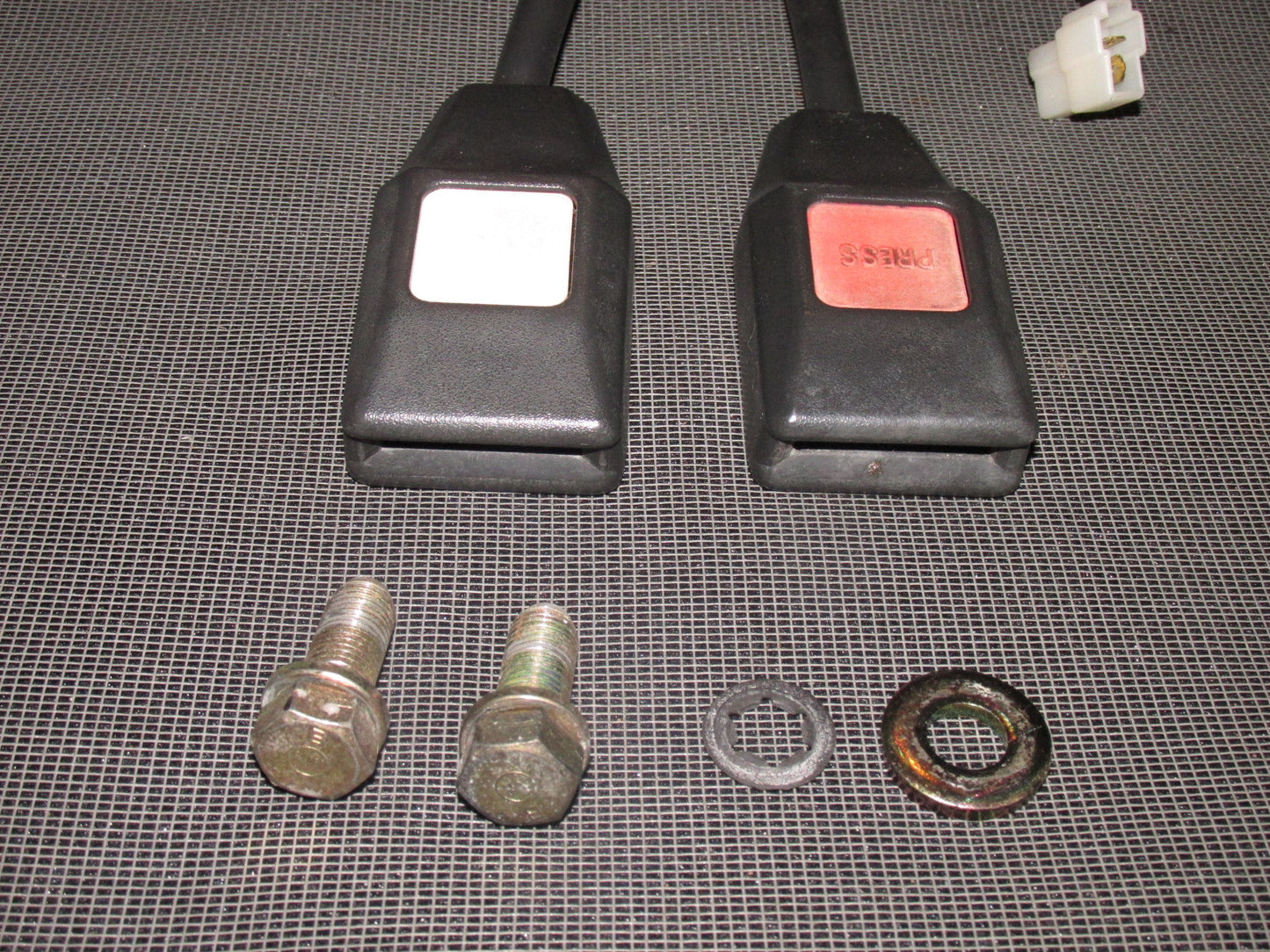 84 85 Mazda RX7 OEM Front Seat Belt Buckle Receiver - Set