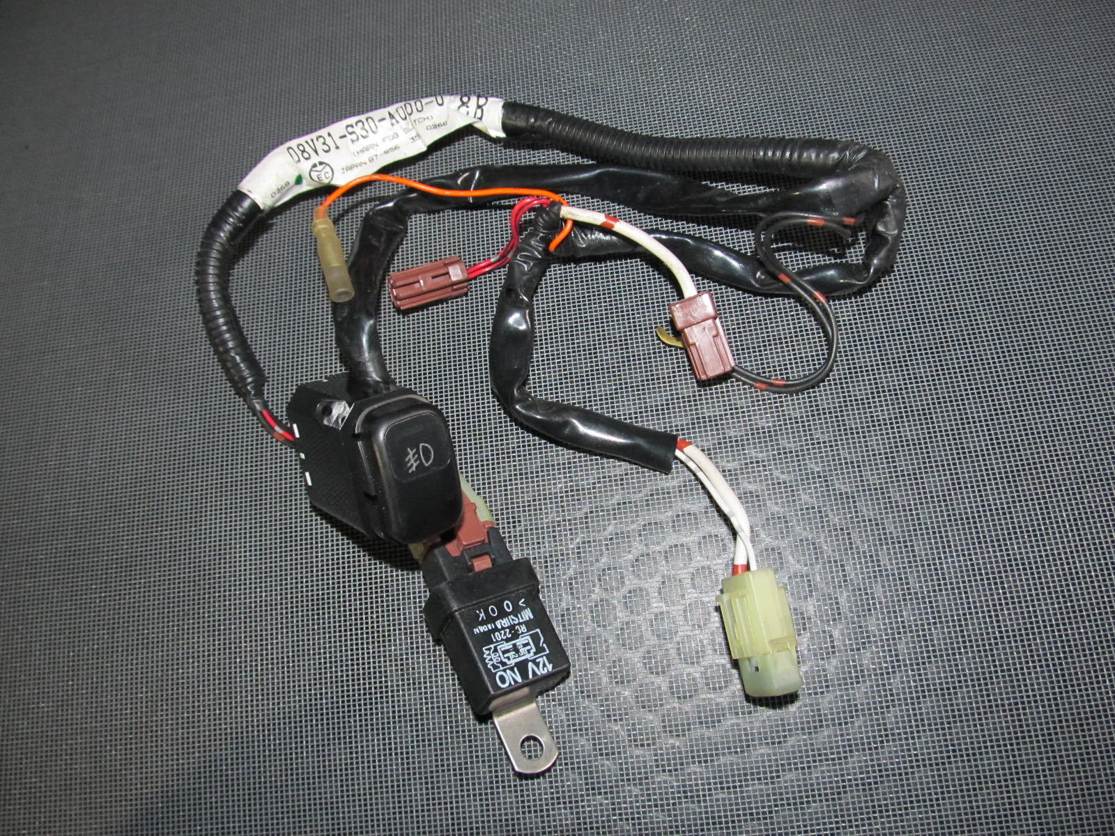 97-01 Honda Prelude OEM Black Fog Light Switch with Harness & Relay