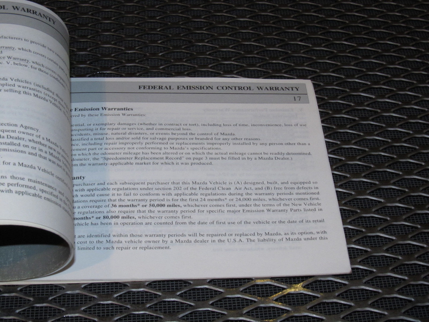 99 Mazda Miata OEM Factory Manual 10th Anniversary