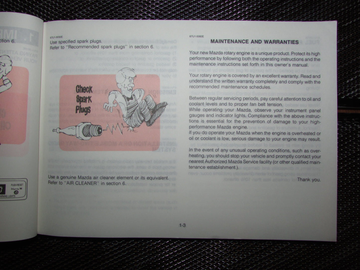 Mazda RX7 (1987) Owners Manual