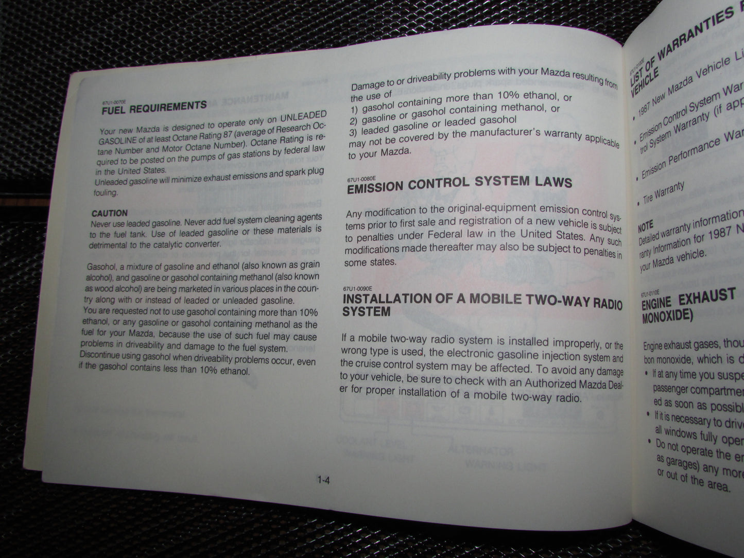 Mazda RX7 (1987) Owners Manual