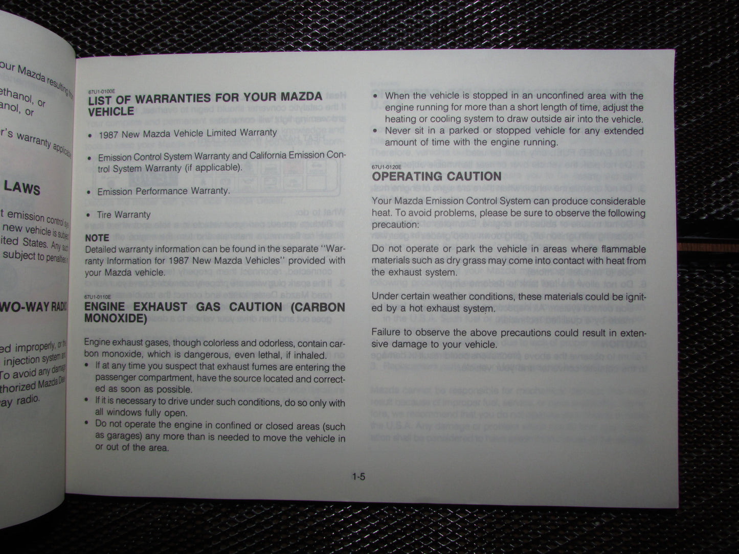 Mazda RX7 (1987) Owners Manual