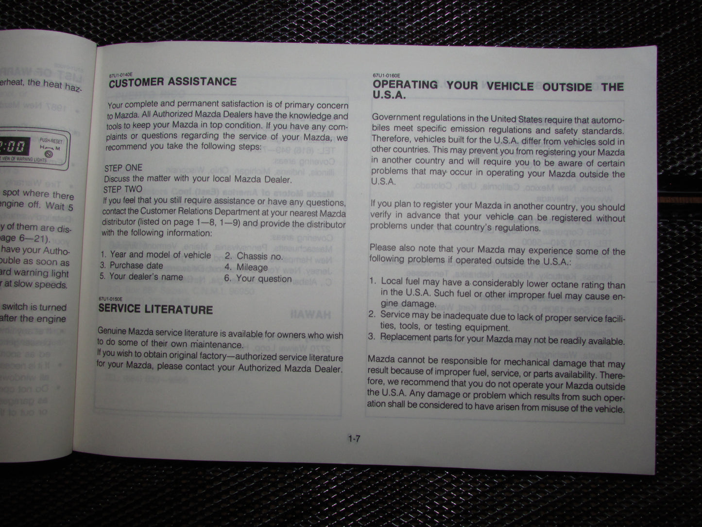Mazda RX7 (1987) Owners Manual