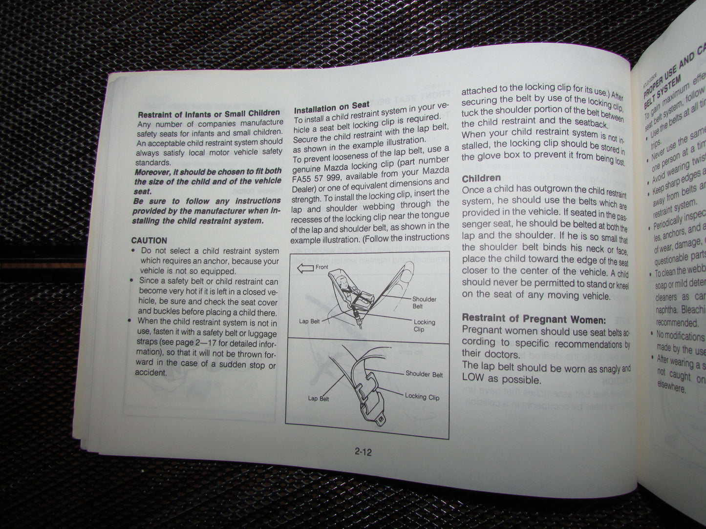 Mazda RX7 (1987) Owners Manual