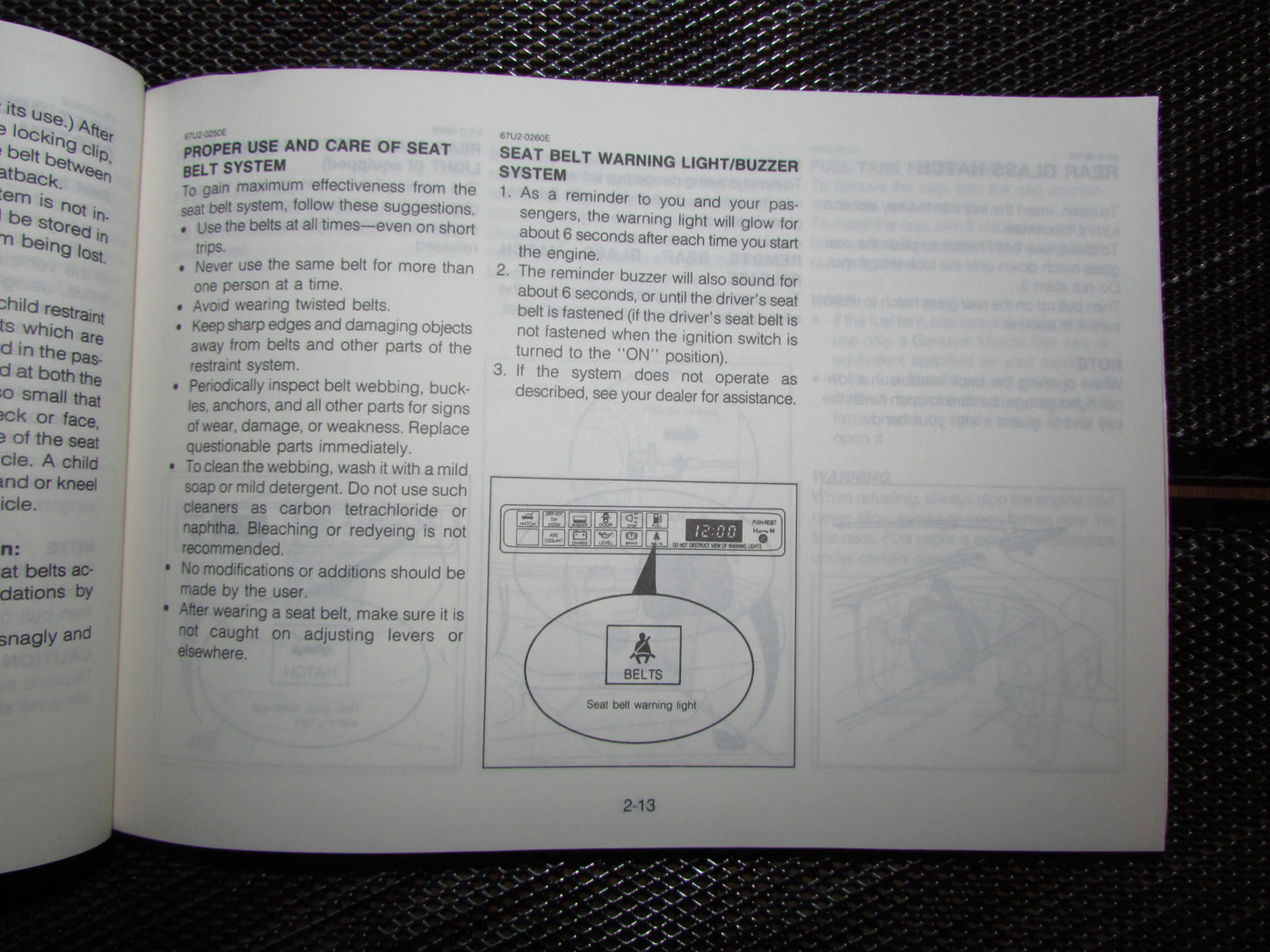 Mazda RX7 (1987) Owners Manual