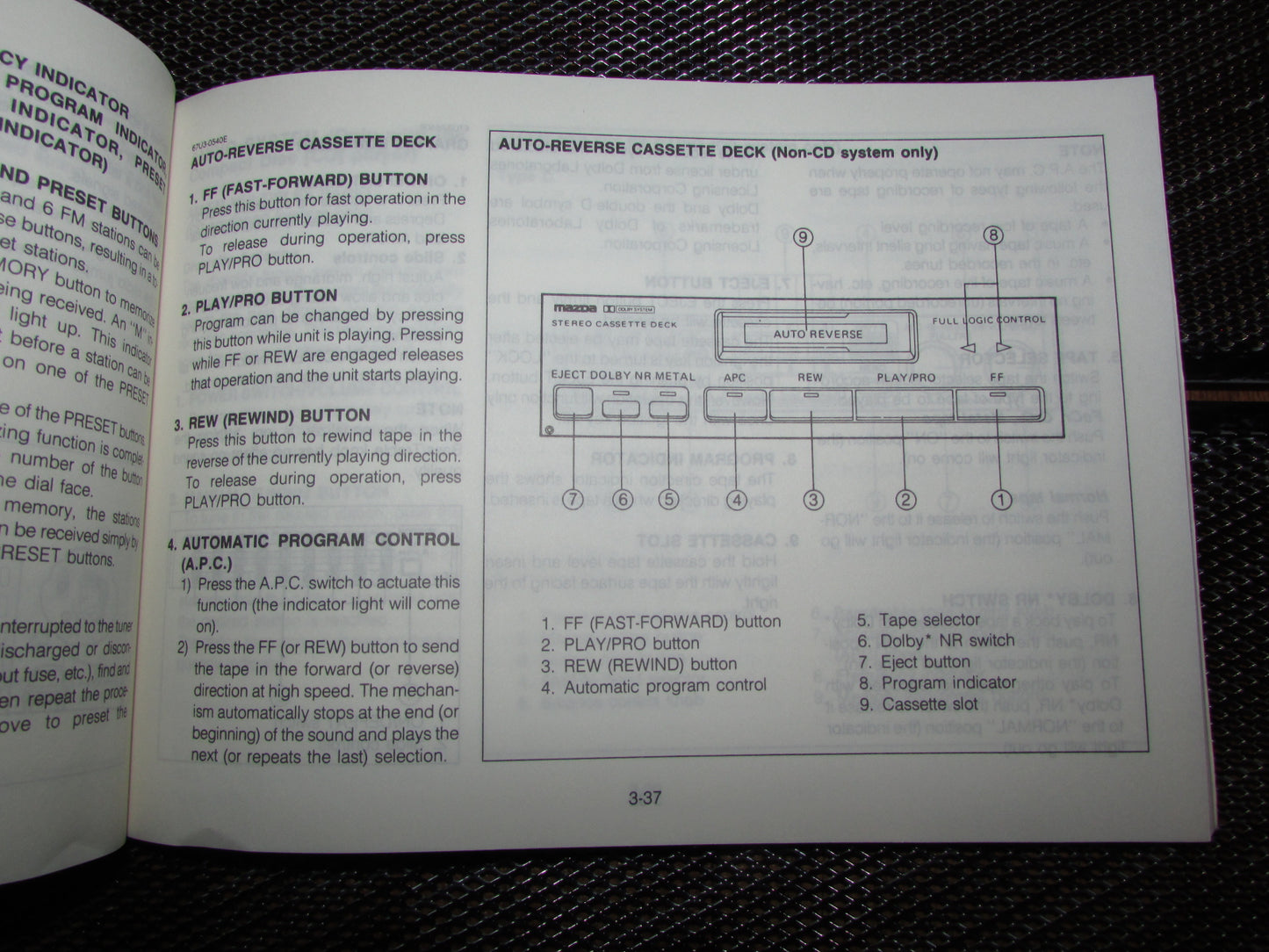 Mazda RX7 (1987) Owners Manual