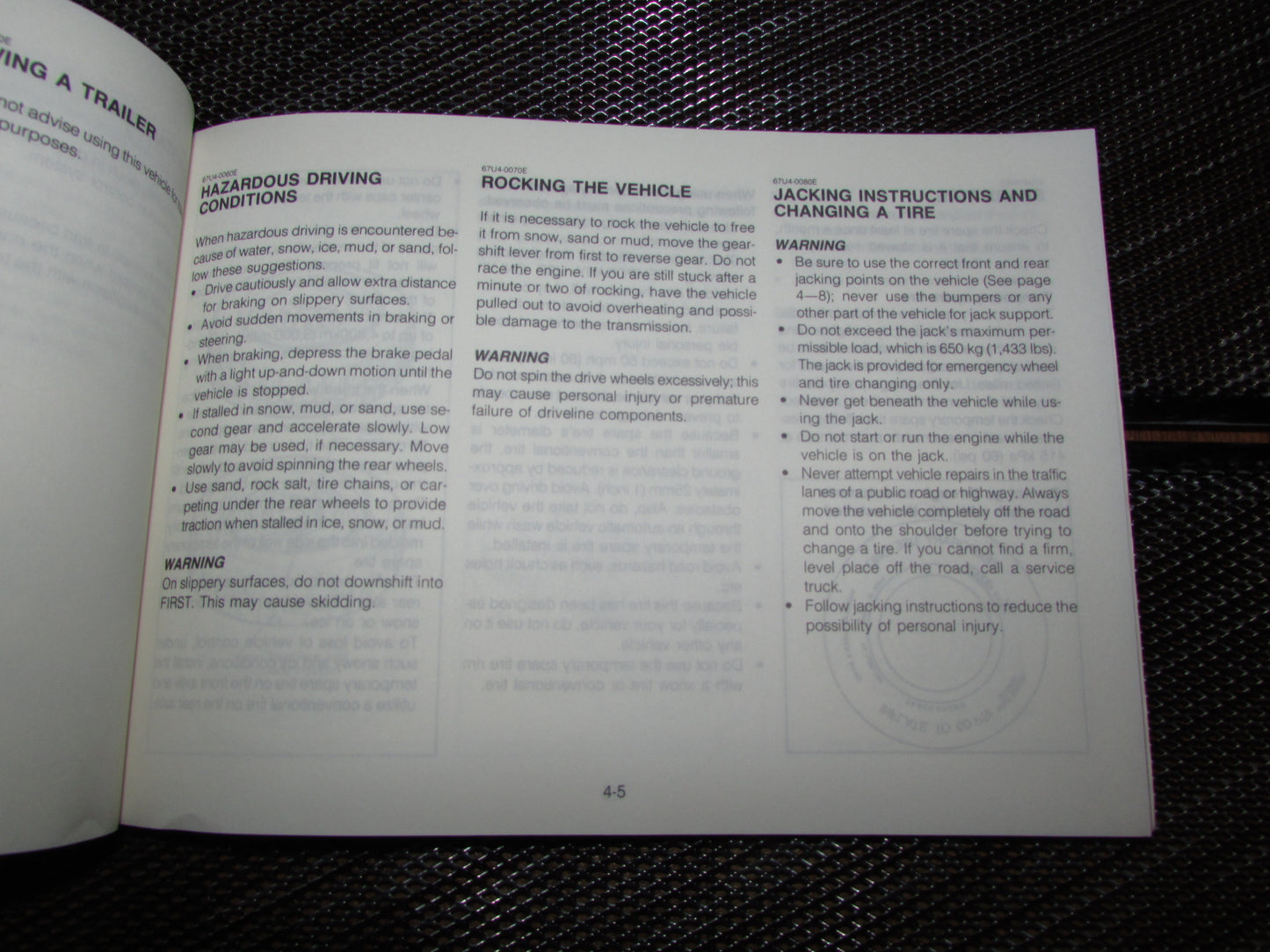 Mazda RX7 (1987) Owners Manual