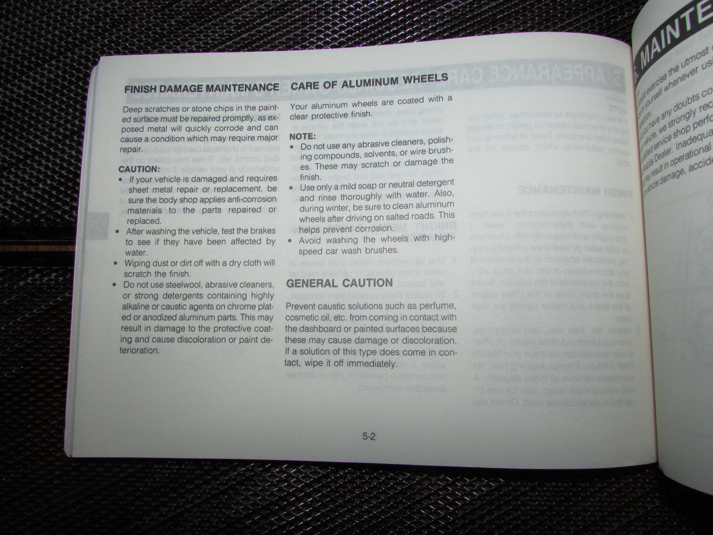 Mazda RX7 (1987) Owners Manual