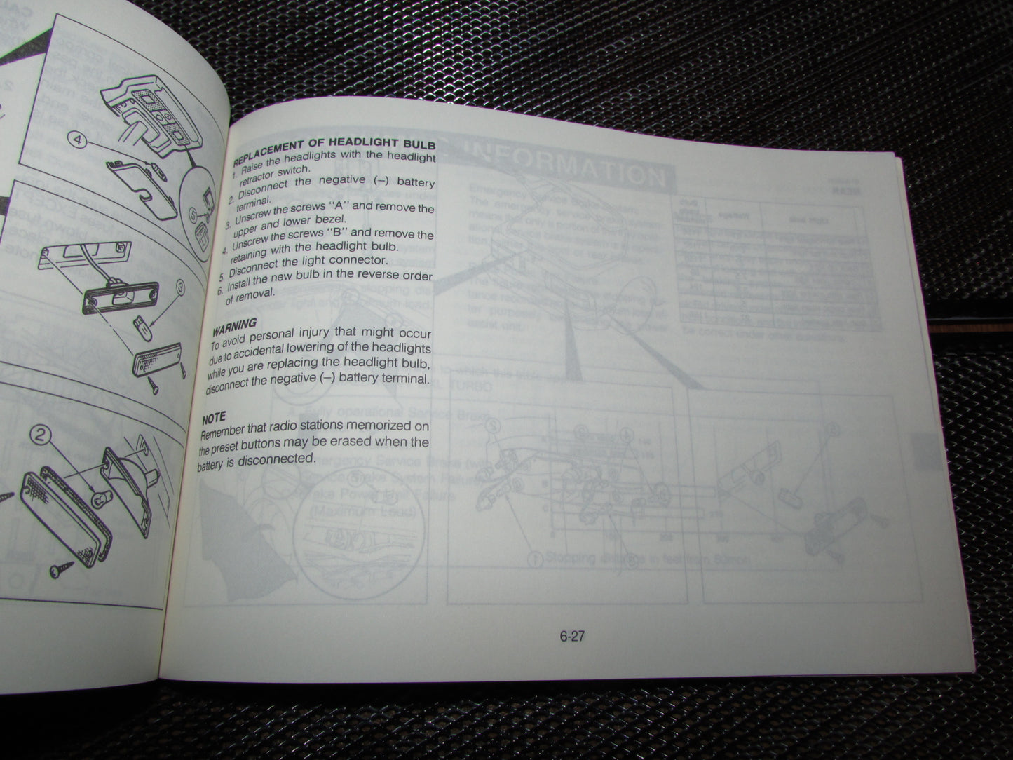 Mazda RX7 (1987) Owners Manual