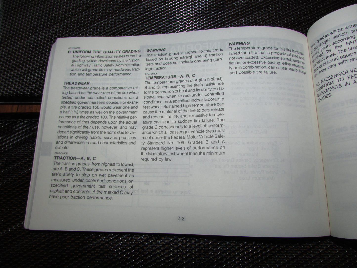 Mazda RX7 (1987) Owners Manual