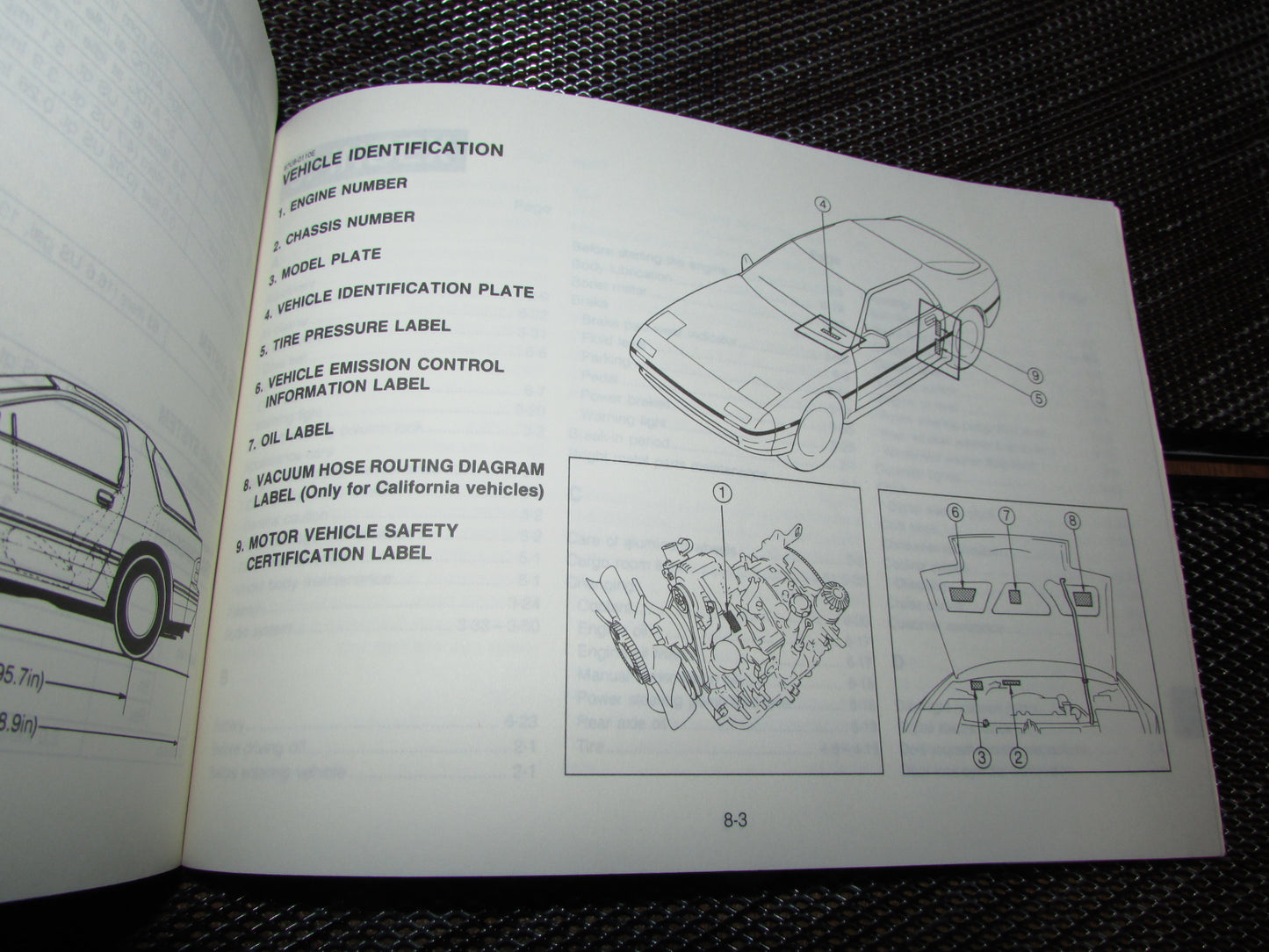 Mazda RX7 (1987) Owners Manual