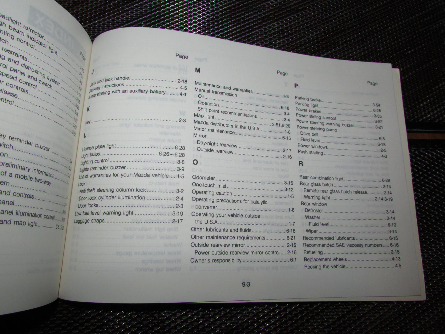 Mazda RX7 (1987) Owners Manual