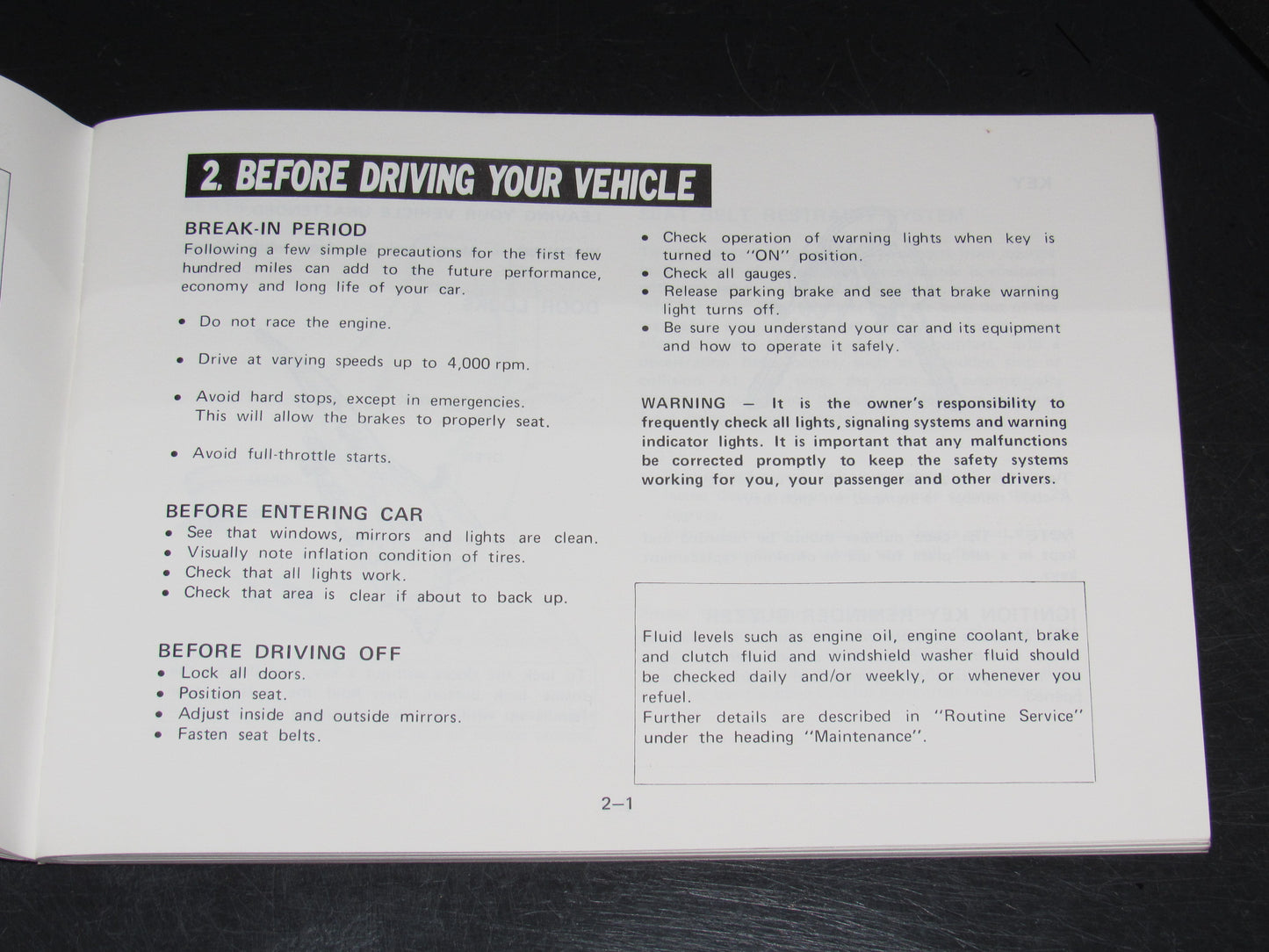 Mazda RX7 (1981) Owners Manual