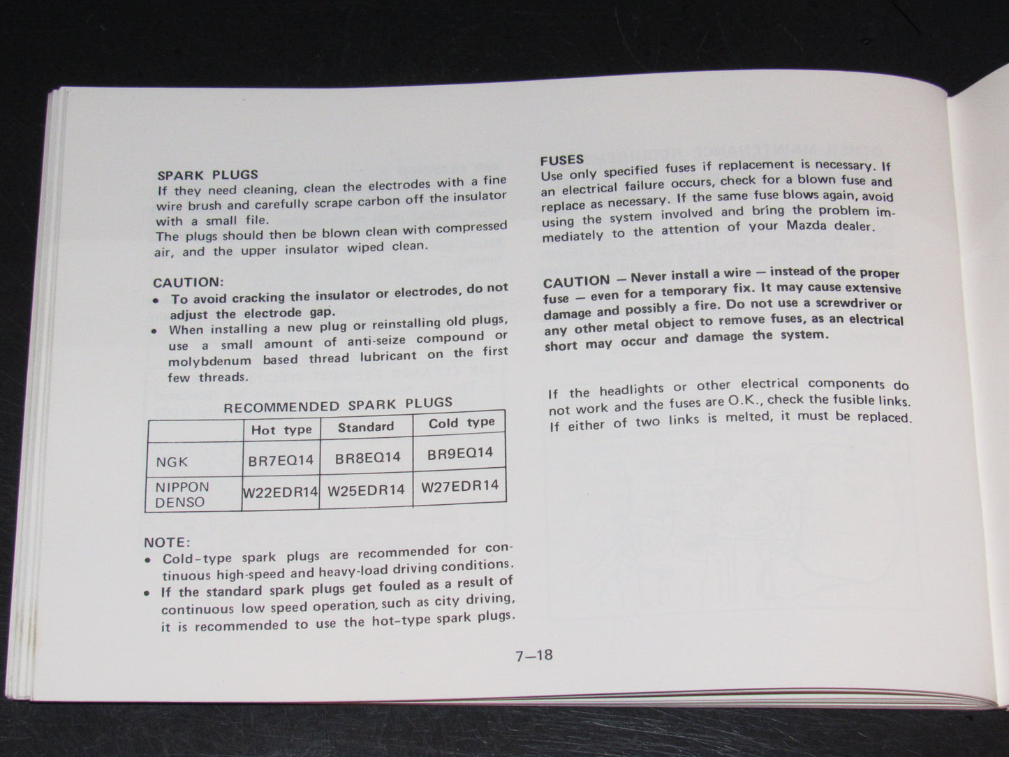 Mazda RX7 (1981) Owners Manual