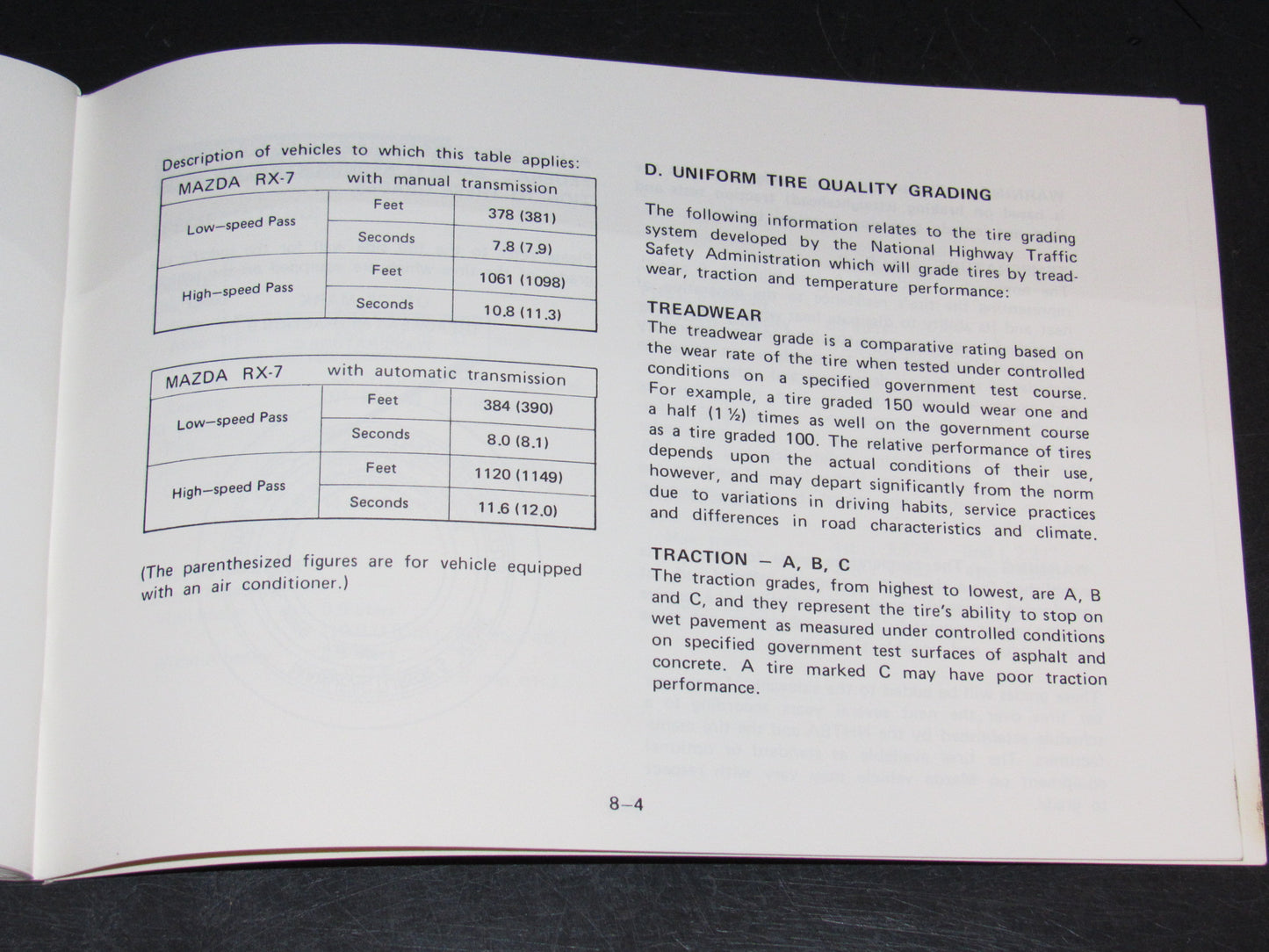 Mazda RX7 (1981) Owners Manual