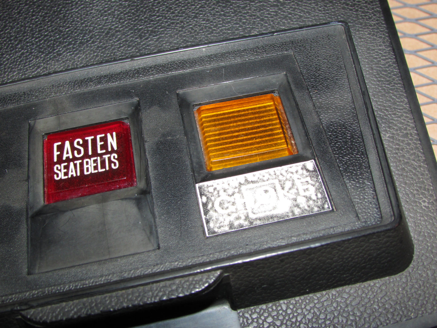 72 73 Datsun 240z OEM Defroster Switch Choke & Seat Belt Light Fuse Box Cover